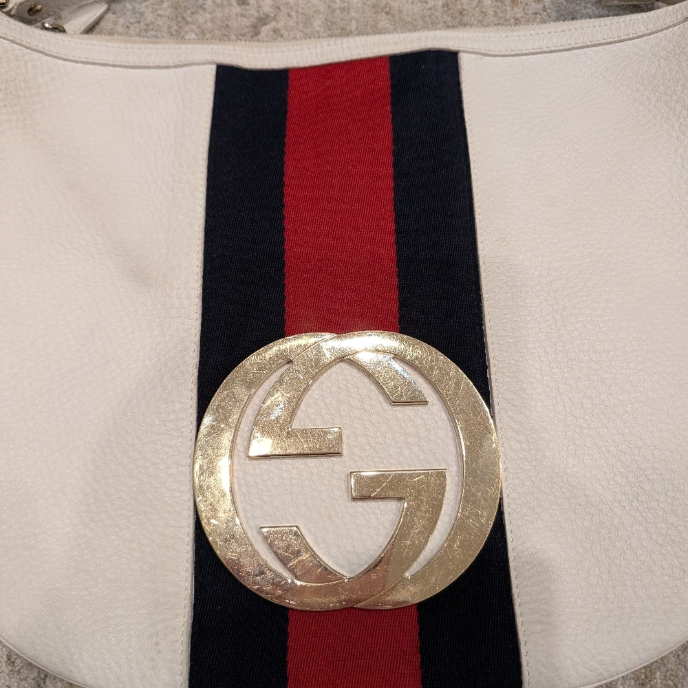 Gucci Sherry Vintage White Leather Hobo Bag - Picture 3 of 13